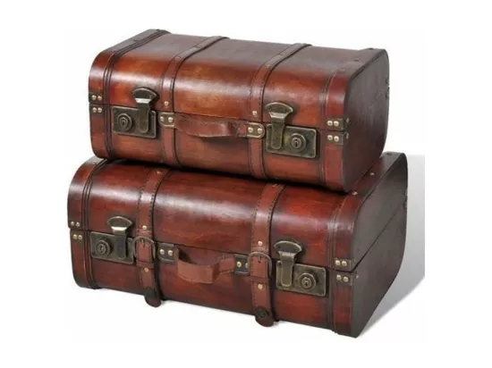 Coffre de rangement bois marron Canvas - 2 pièces