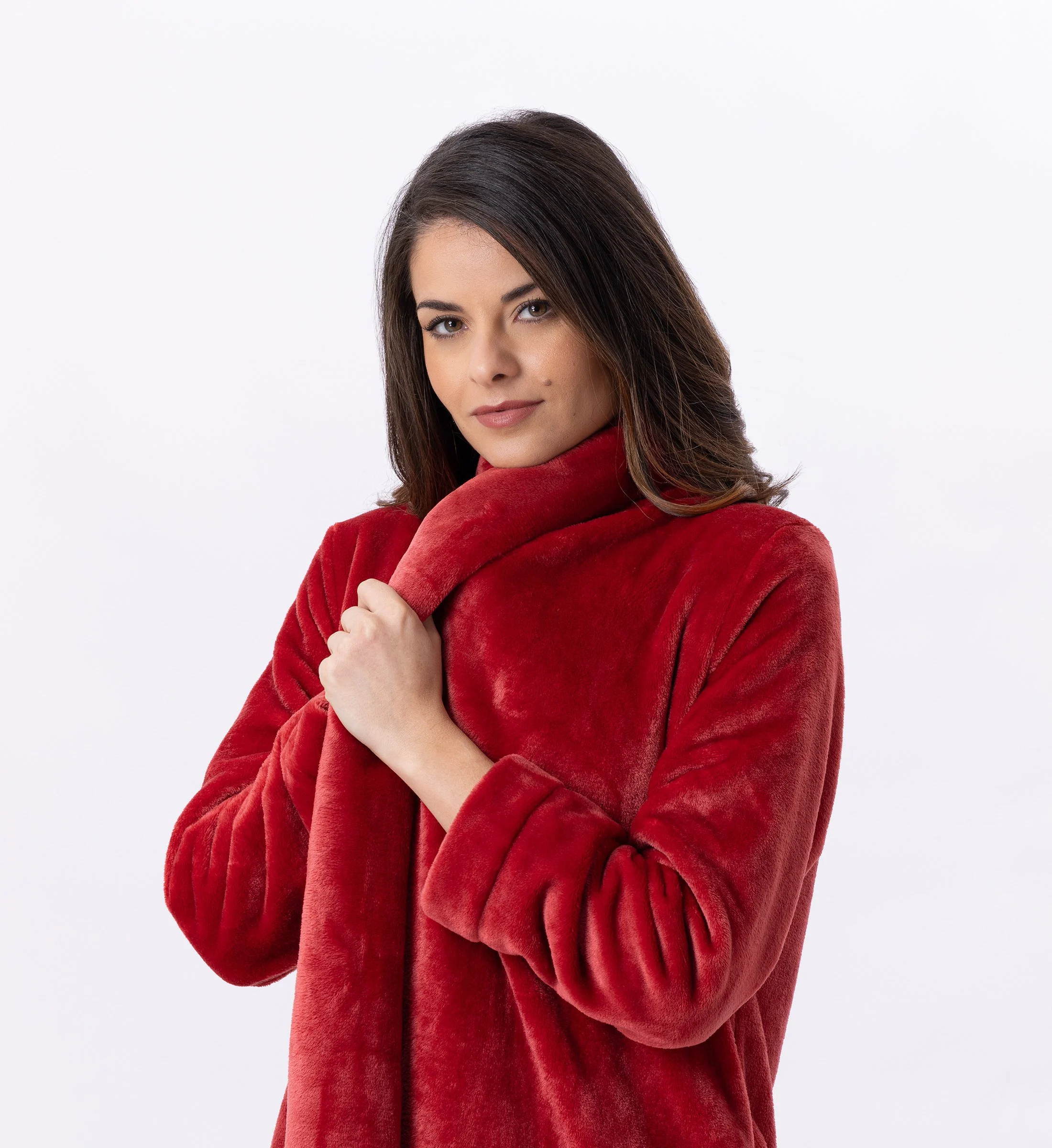 ESSENTIEL 855 - Robe de chambre en peluche flanelle | Rouge
