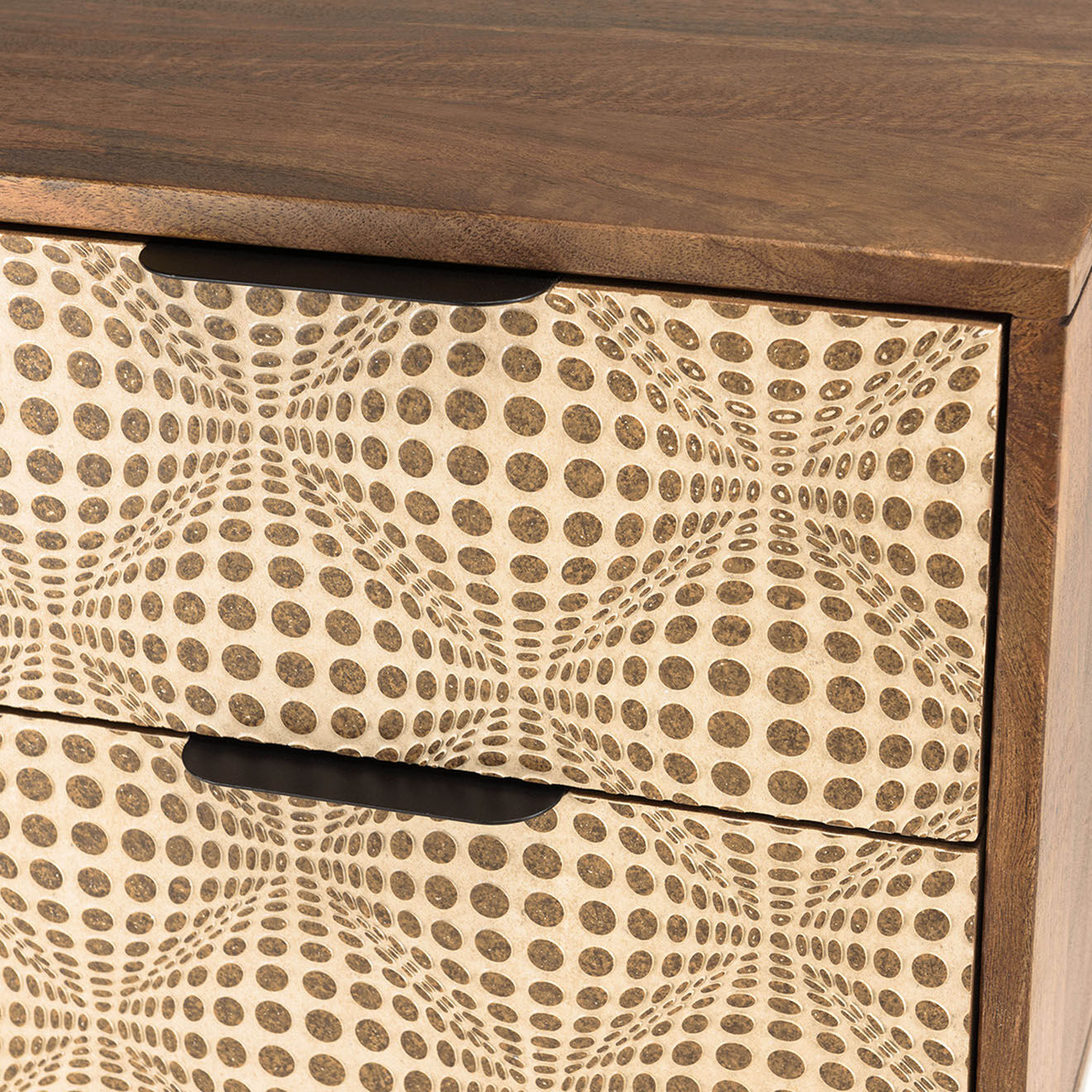Macabane Chevet en bois de Manguier 2 tiroirs Alix marron - 46x45x42 cm