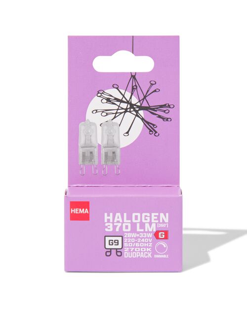 2 ampoules halogènes G9 28W 370lm dim