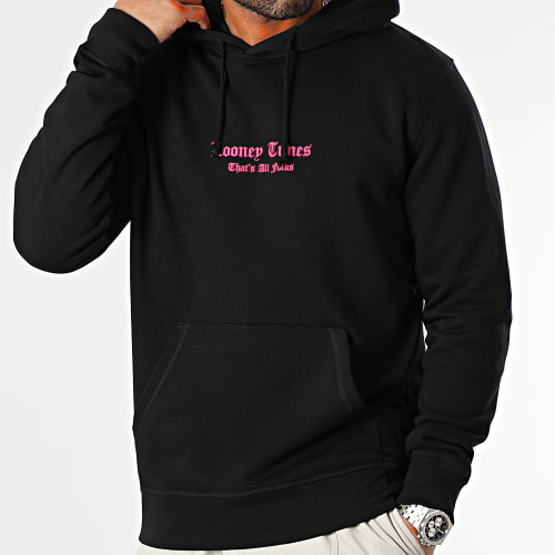 Sweat Capuche Angry Bugs Bunny Noir Rose Fluo