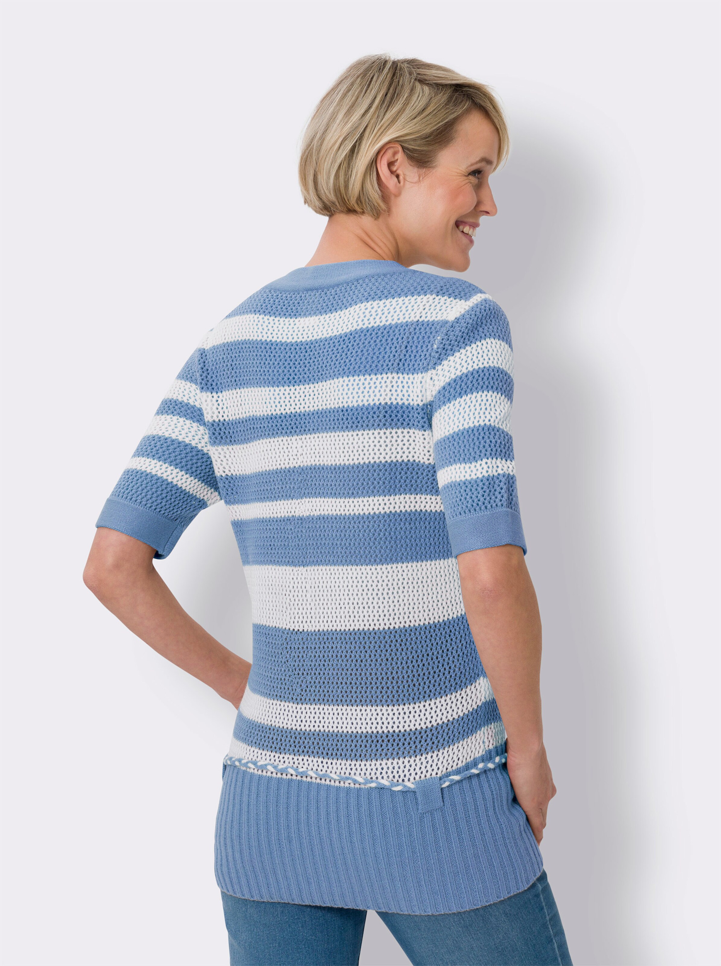 Ajourpullover mit Kordelgürtel