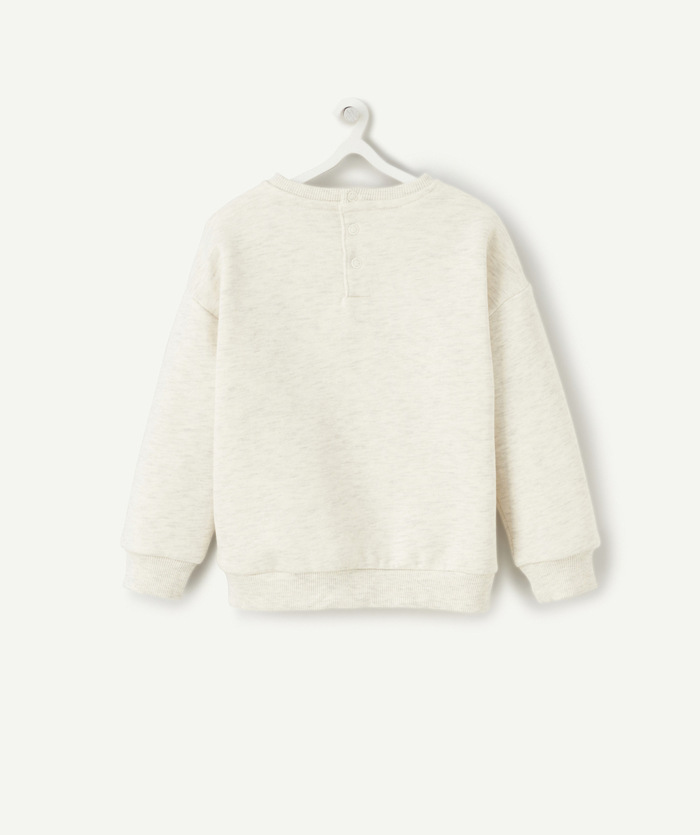 SWEAT BÉBÉ GARÇON EN FIBRES RECYCLÉES GRIS CHINÉ MOTIF BLEU