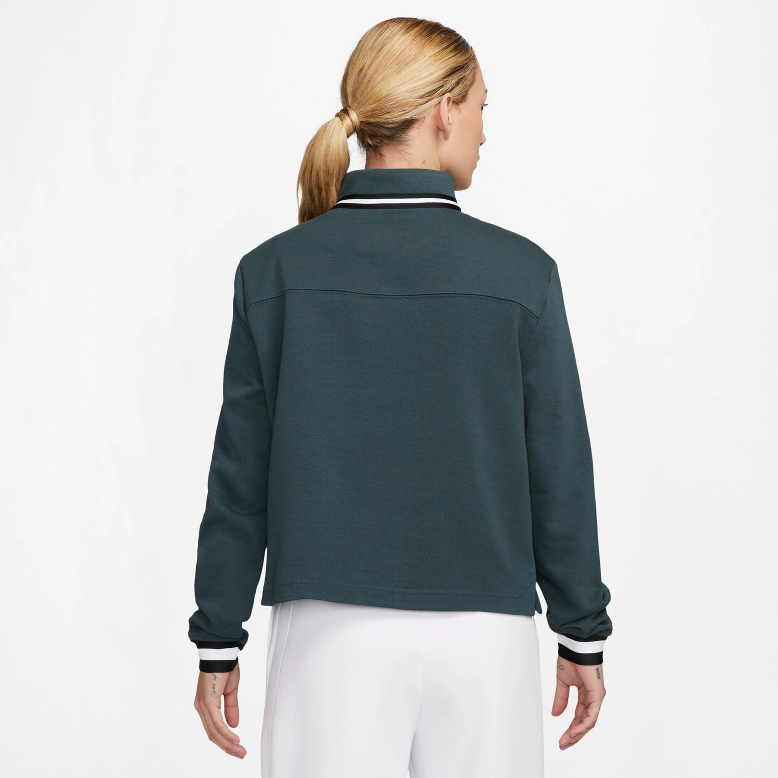 Nike Dri-Fit Court Heritage Half-Zip Fleece Haut Manches Longues Femmes - Vert