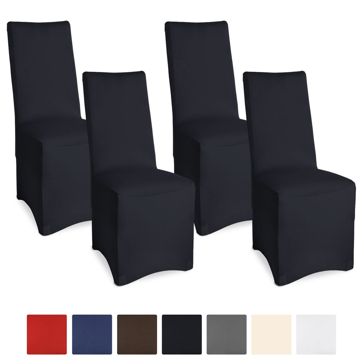 Beautissu Leona stoelhoes 95x45cm zwart stretch banket (set van 4)