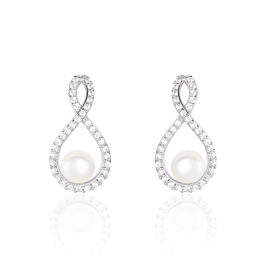 Boucles D'oreilles Pendantes Saja Argent  Perle De Culture Et Oxyde