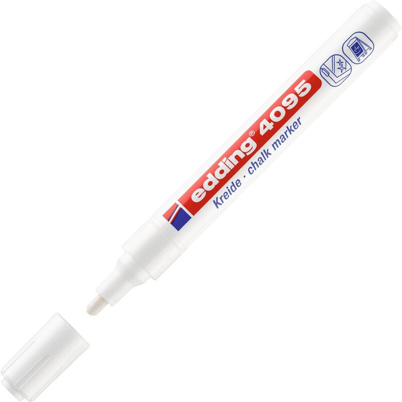 Marqueur effaçable craie Edding E4095 pointe ogive moyenne de 2 à 3 mm blanc