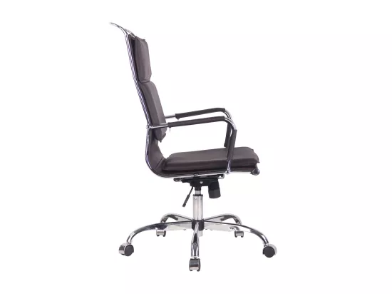 Chaise de bureau - Similicuir & Métal chromé - Café - Bedford