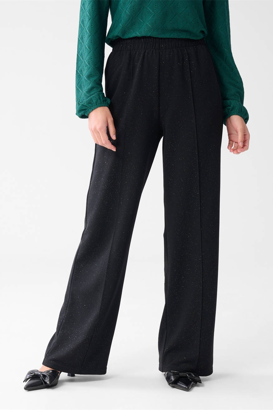 Shoeby wide leg high waist broek zwart met glitter