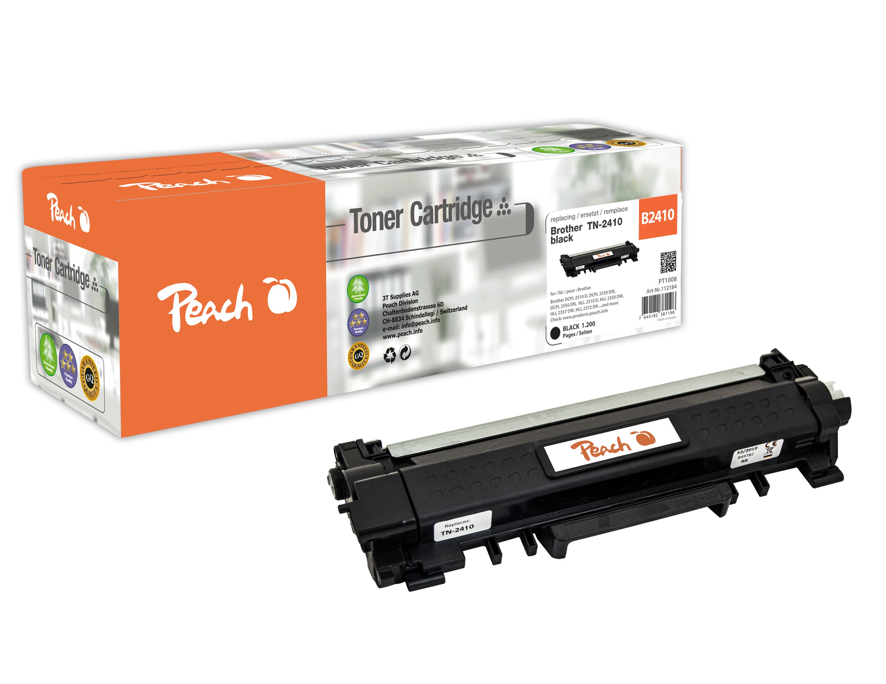 Peach B2410Toner bk ersetzt Brother TN-2410 für z.B. Brother HLL 2350 DW, Brother MFCL 2750 DW, Brother DCPL 2530 DW, Brother DCPL 2510 D