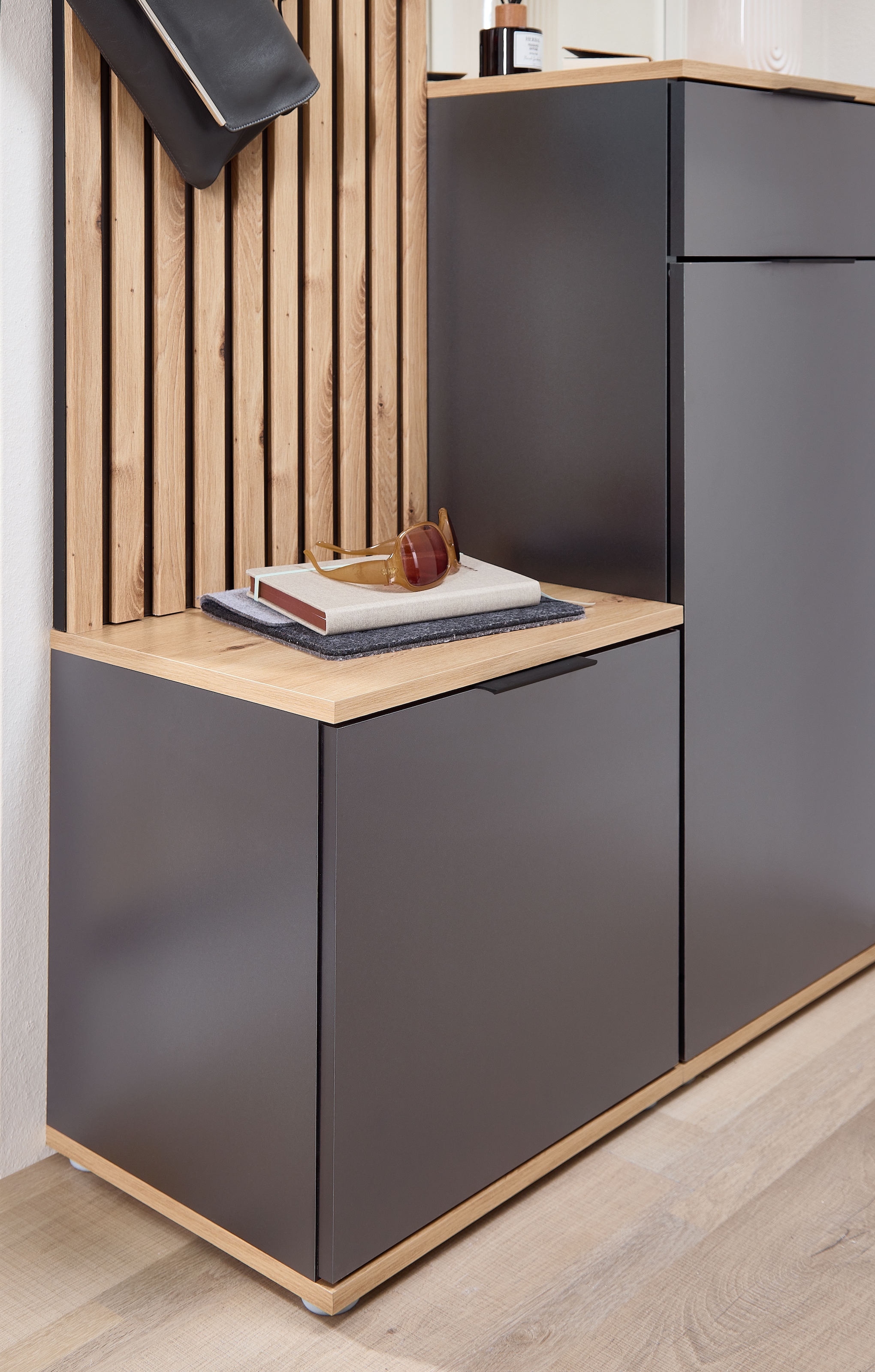 HBZ Kompaktgarderobe »Simple mit Spiegel, Flurgarderobe BxHxT 88x195x35 cm« 4 Stk. tlg. mit Bank, Paneel, Schuhkommode mit Schubkasten und Spiegel
