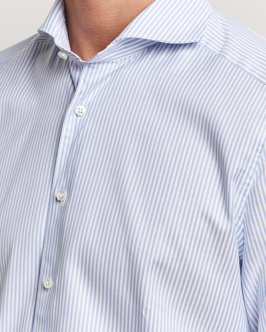 Stenströms 1899 Slimline Supima Cotton Striped Shirt White/Blue