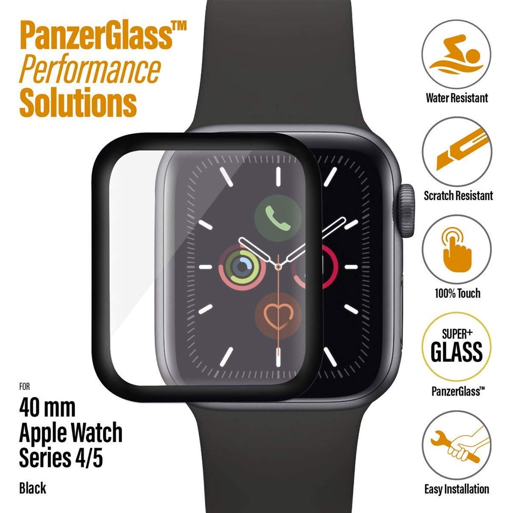 Apple Watch (40mm) Panzer Glas Displayschutz mit Rahmen (2016) - Schwarz