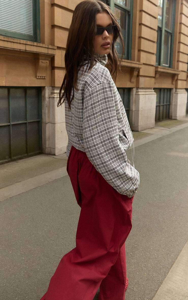 Rouge Pantalon Ballon En Coton Avec Cordon De Serrage