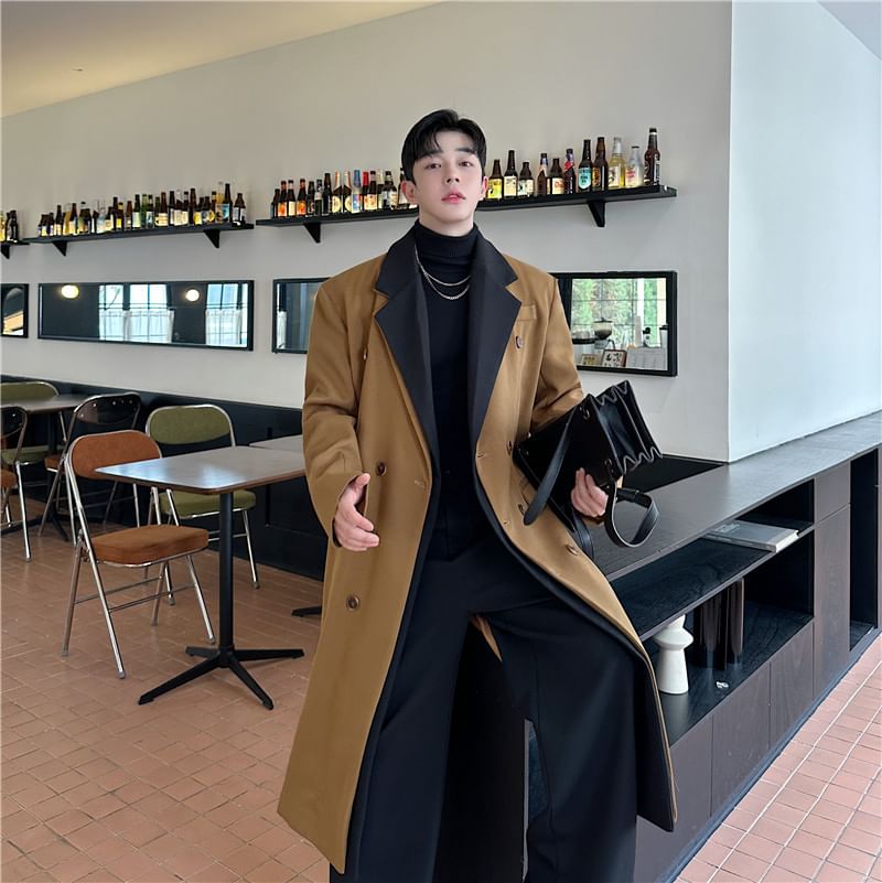 Freehop - Mock Two Piece Double Breasted Trenchcoat