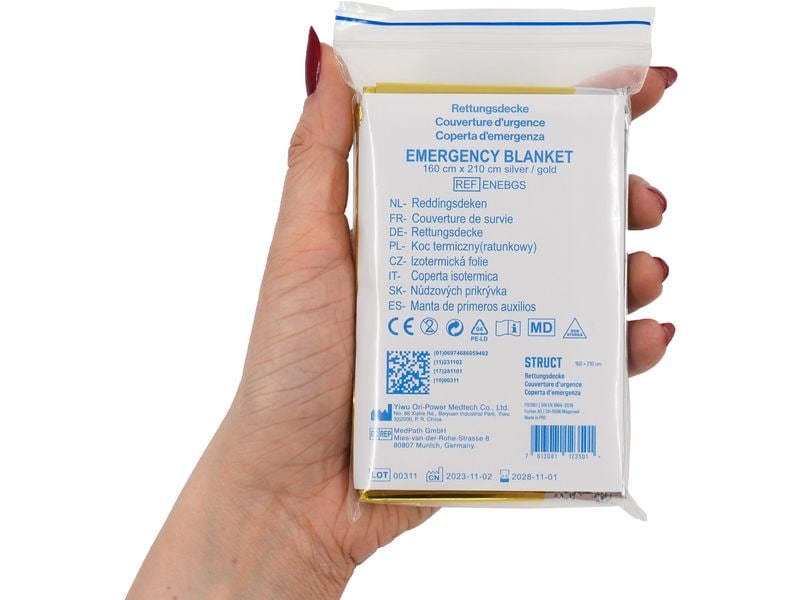 STRUCT Rettungsdecke 160 x 210 cm Sofort-Hilfe am Unfallort