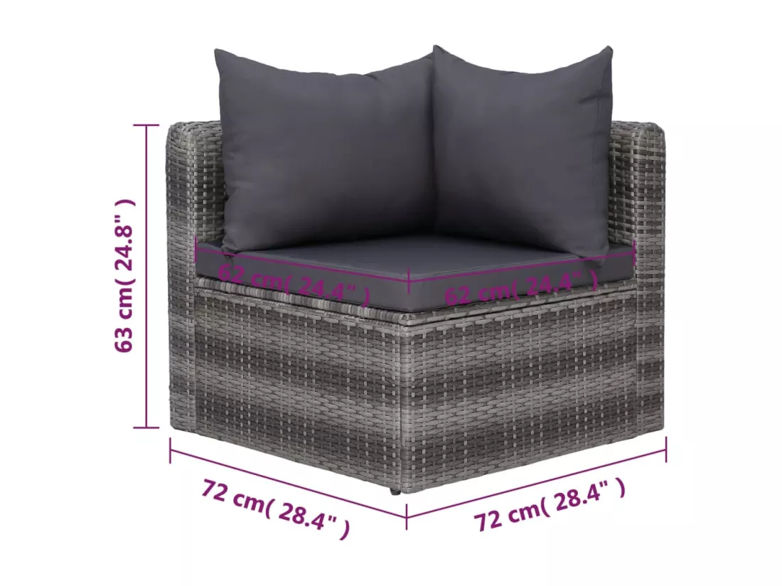 Salon de jardin 7 pcs et coussins et oreillers Résine tressée