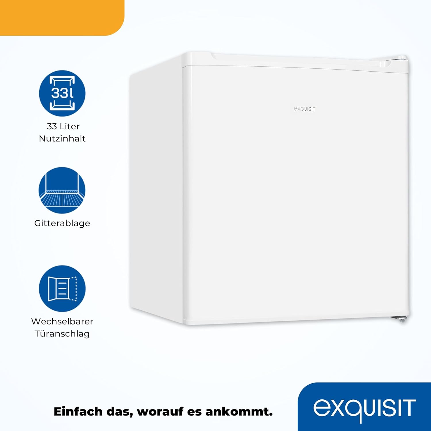 Exquisit Mini-Gefrierschrank, Gefrierschrank klein, 33 Liter, 4-Sterne-Gefrierfach, Kompakt, Temperaturregelung, GB505-040E weiss