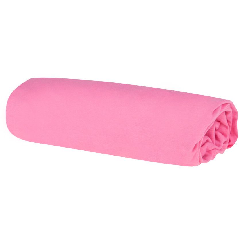 Drap housse en coton uni 90 x 200 cm - Rose