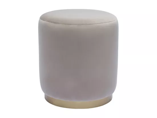 Pouf rond en velours taupe et métal doré D40 cm AMAYA