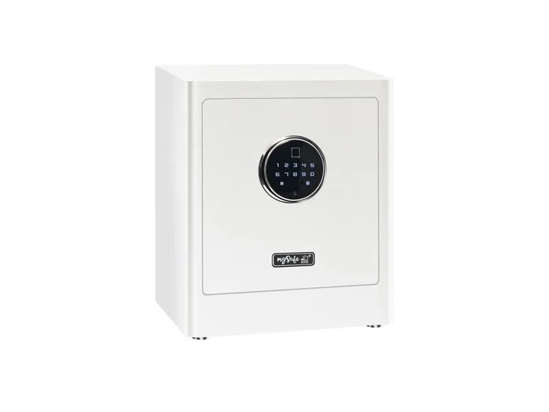 BASI mySafe Premium 350, Fritstående pengeskab, Hvid, Elektronisk, Kode, Fingeraftrykslæser, 1 hylder, Batteri, AA