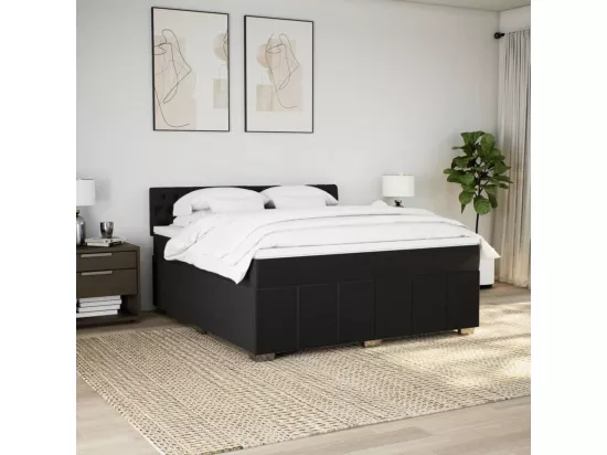 Sommier à lattes de lit avec matelas Noir 180x200 cm Tissu
