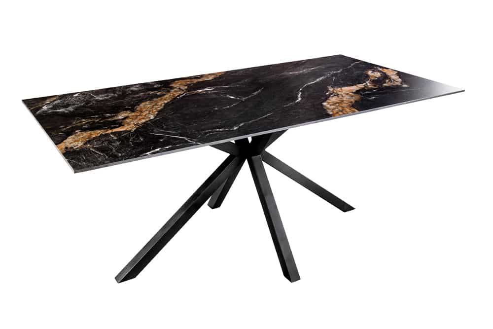 Moderner Esstisch GALAXIE 160cm Aurora Oro schwarz gold sand Keramik