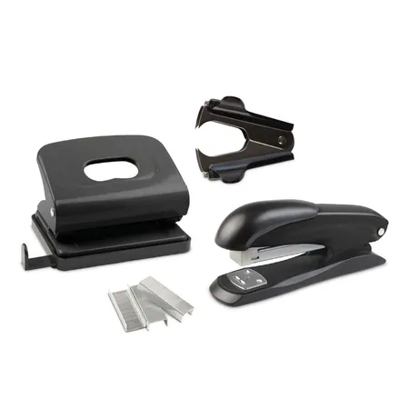 Idena Office Set Lochen und Heften schwarz, 4-teilig