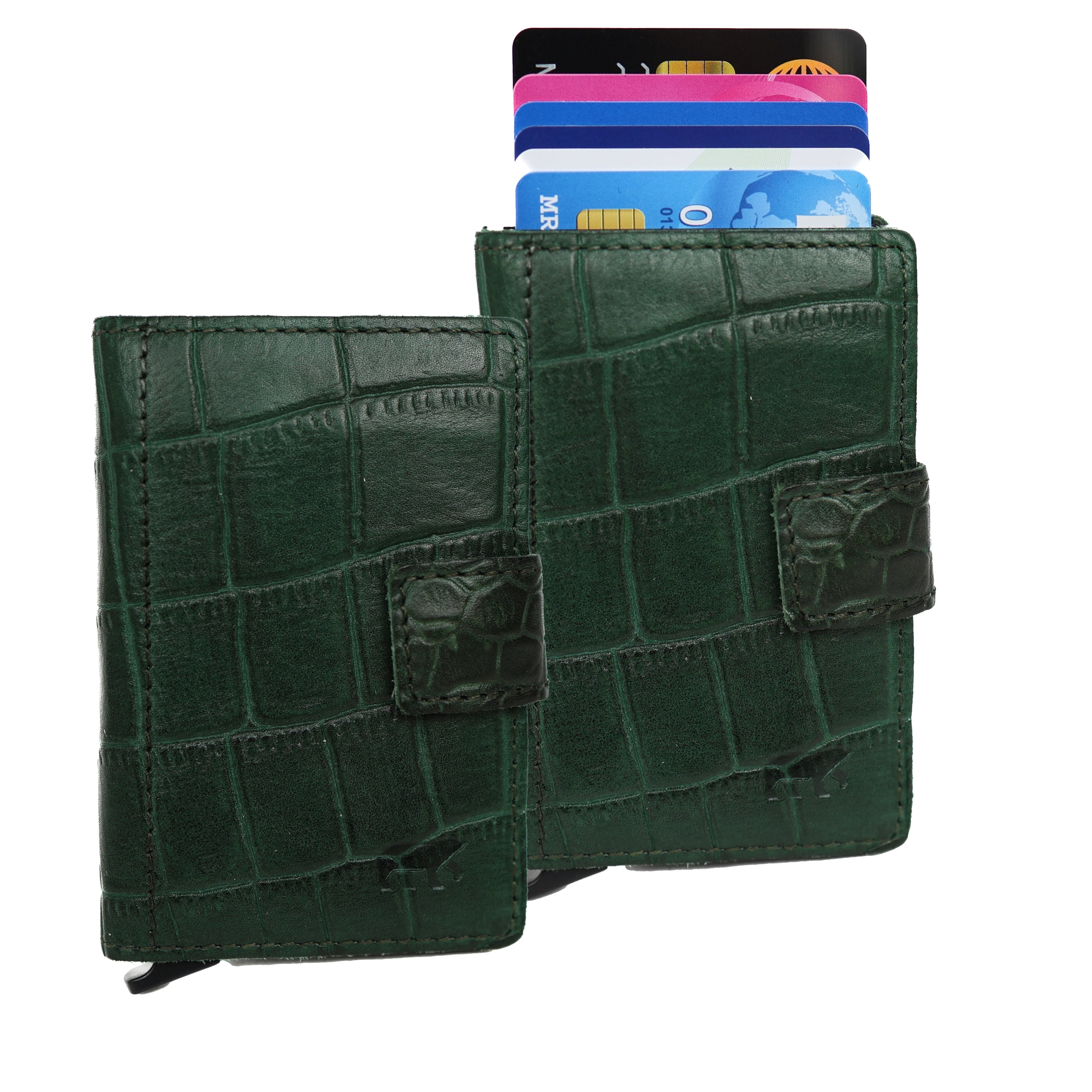 RFID Pasjeshouder 'Pip' groen croco Croco Groen