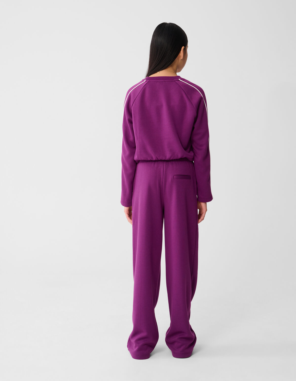 Piping Wide Leg Fit Broek Paars