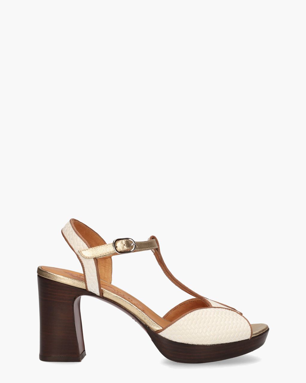 Chie Mihara Keduni Wit/Bruin Damessandalen