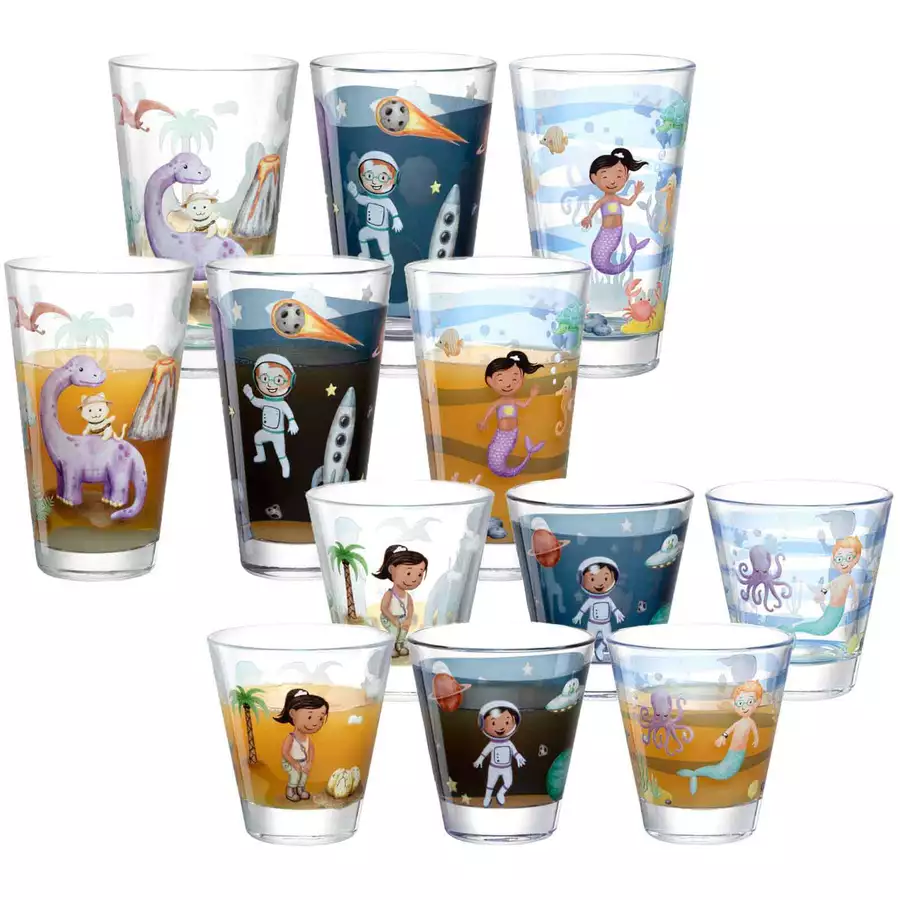 Leonardo Kindergläser sortiert Bambini Avventura 215 ml & 300 ml 12er Set bunt