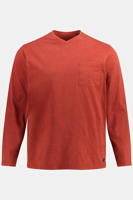 Langarmshirt, V-Aussschnitt, Brusttasche