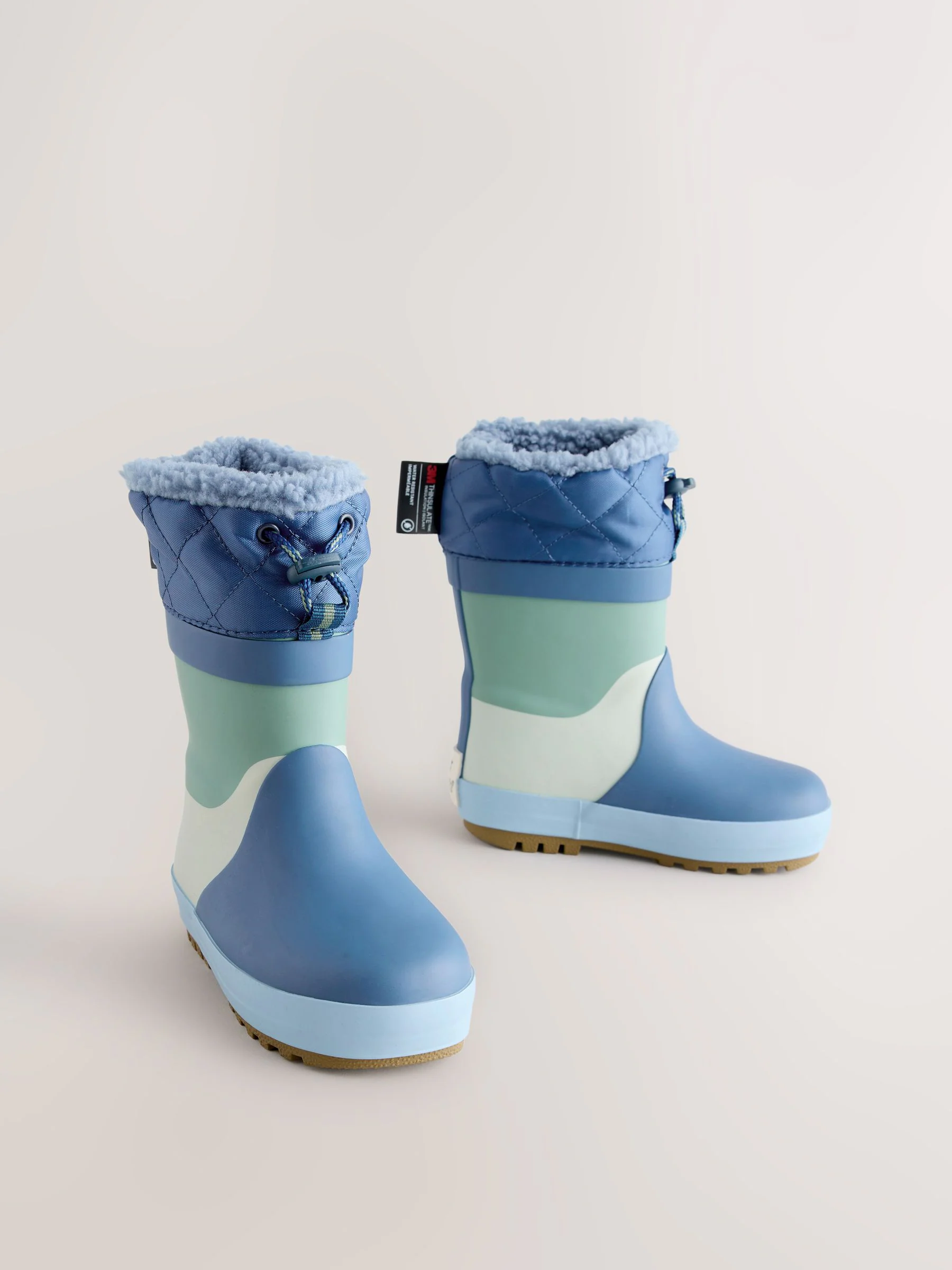Blauw met kleurvlakken - Thinsulate™ - Gevoerde thermoregenlaarzen met boord