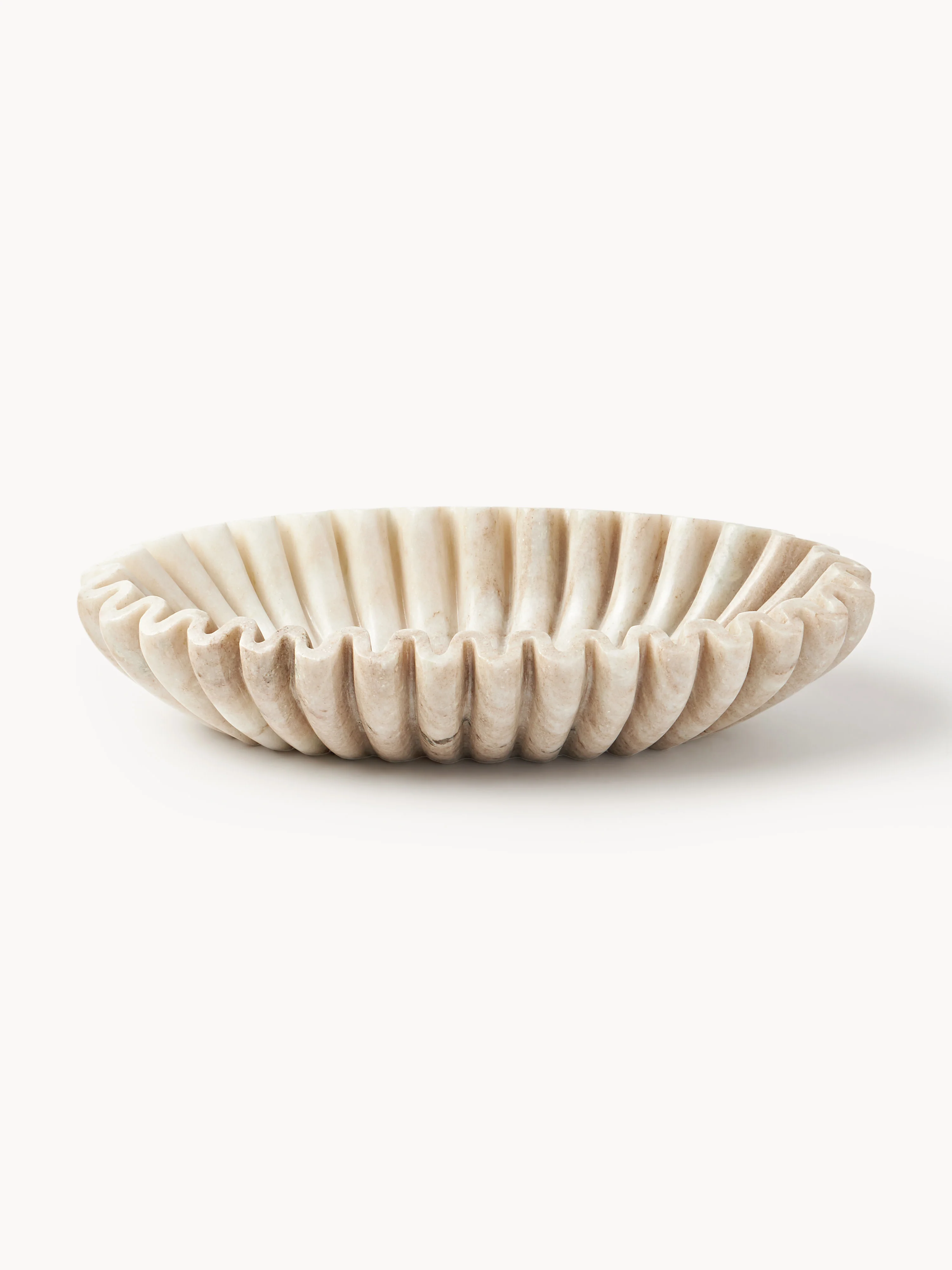 Handgemaakte ovale decoratieve schaal Santorini van marmer, B 35 cm