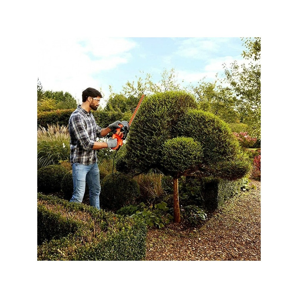 Taille-haie 420w lame 45 cm black + decker beht 201 lame double coupe double interrupteur