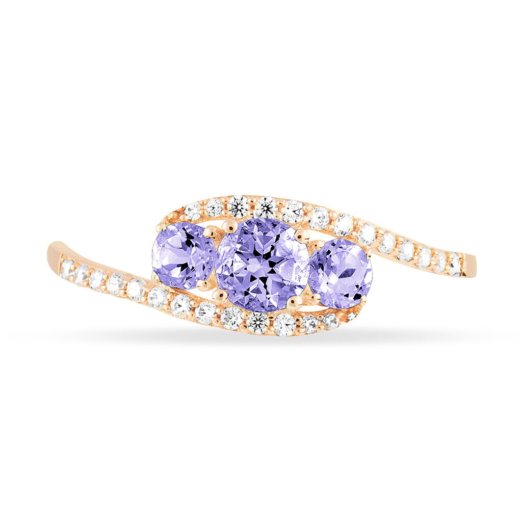 Bague Chloe Or Rose Amethyste Et Oxyde De Zirconium