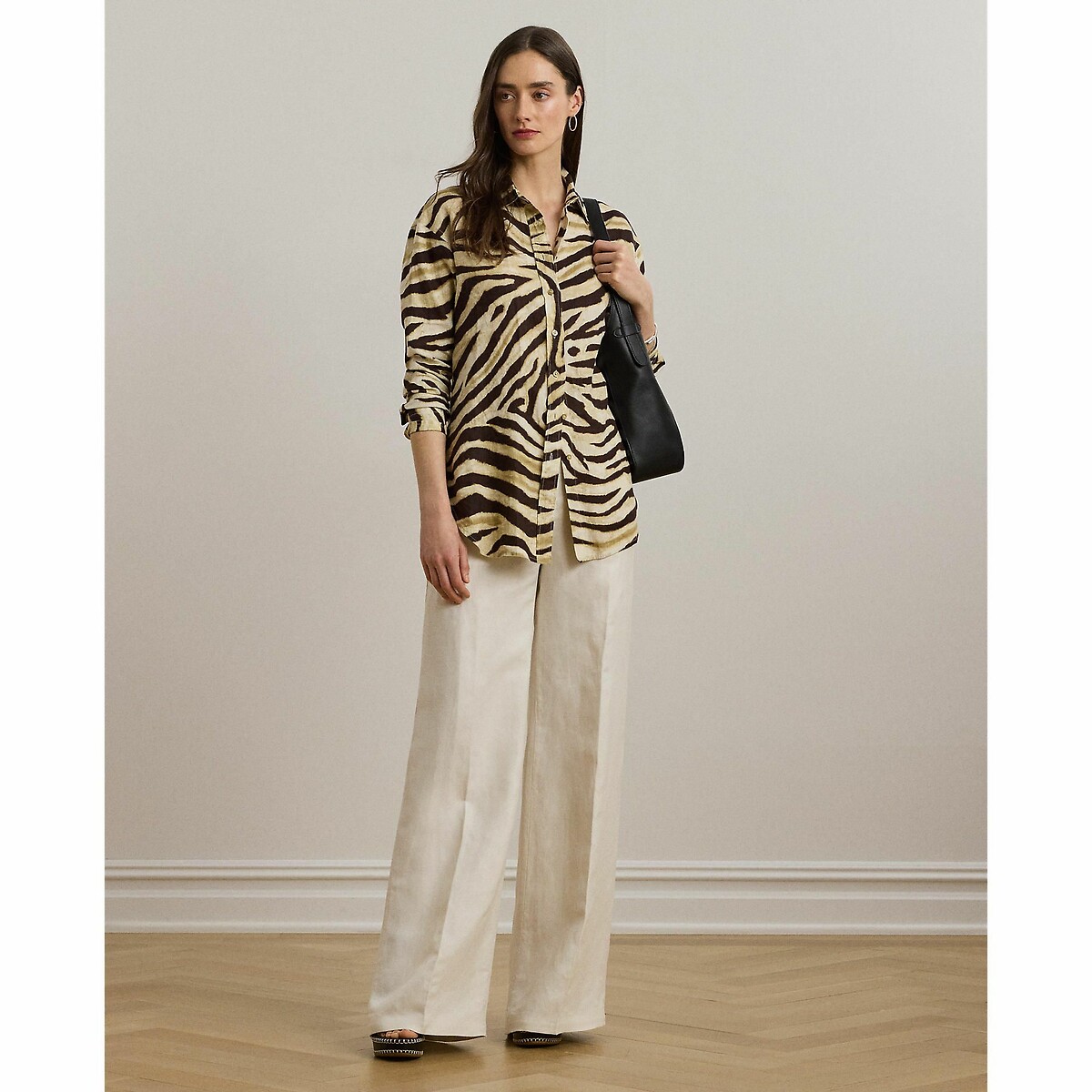 LAUREN RALPH LAUREN<br>Camisa de linho de manga comprida