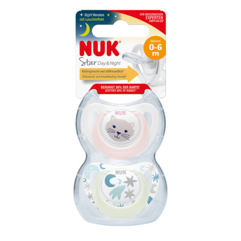 2 Sucettes STARLIGHT 0-6m Fille - NUK