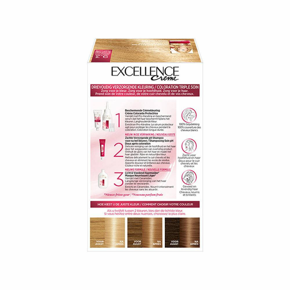 L'Oréal Excellence Crème Permanente Crèmekleuring 9.3 Zeer Licht Goudblond