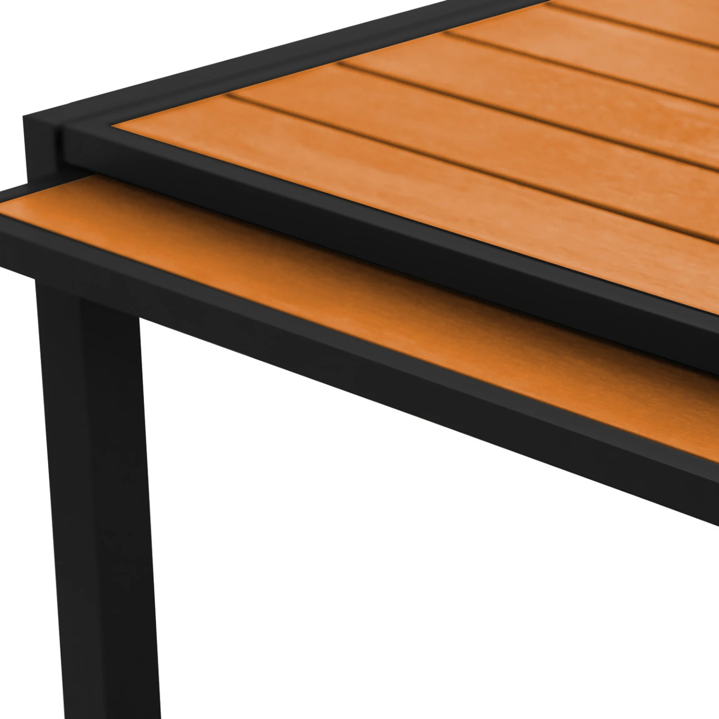 Salon de jardin POLY extensible table 135/270 cm et 12 chaises bois et noir