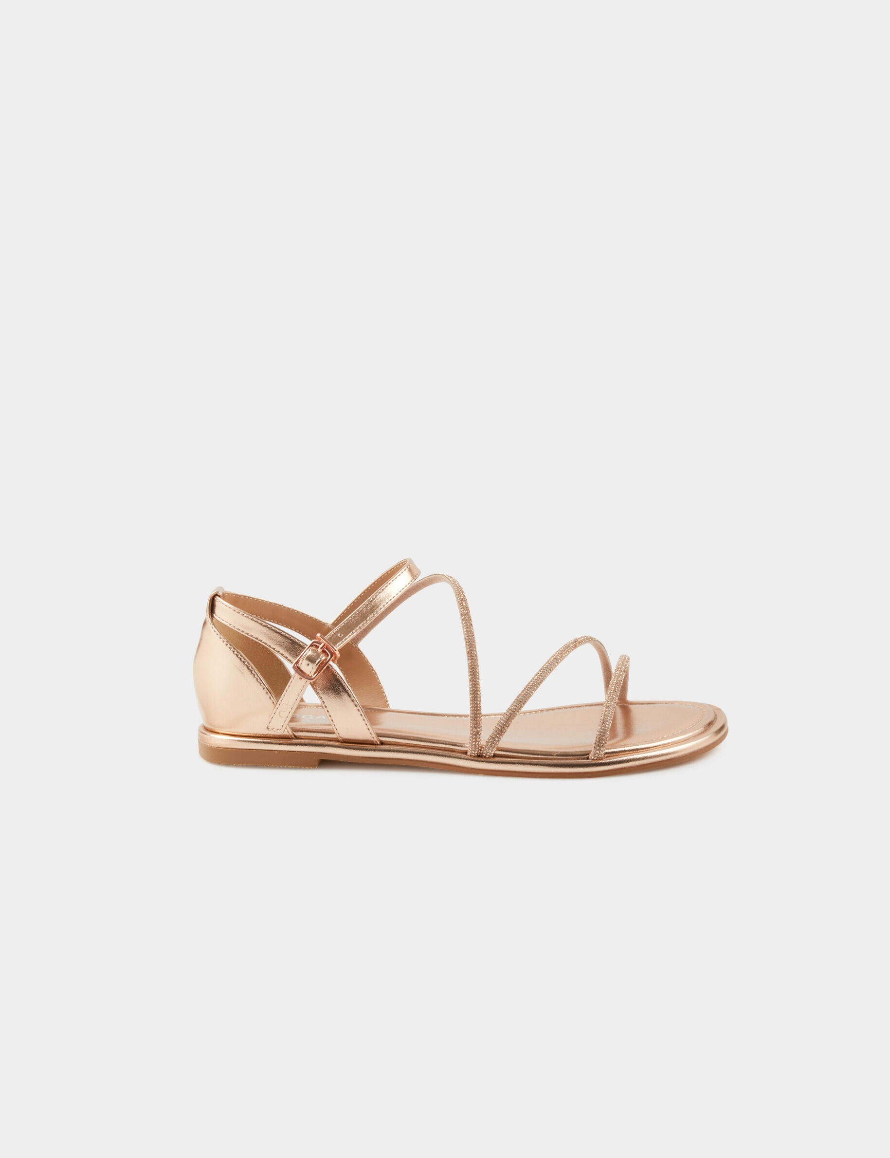 Sandales plates avec détails strass vieux rose femme - vieux_rose
