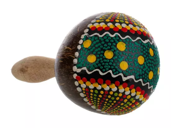 Maracas en noix de coco couleurs assorties 10x10x20h