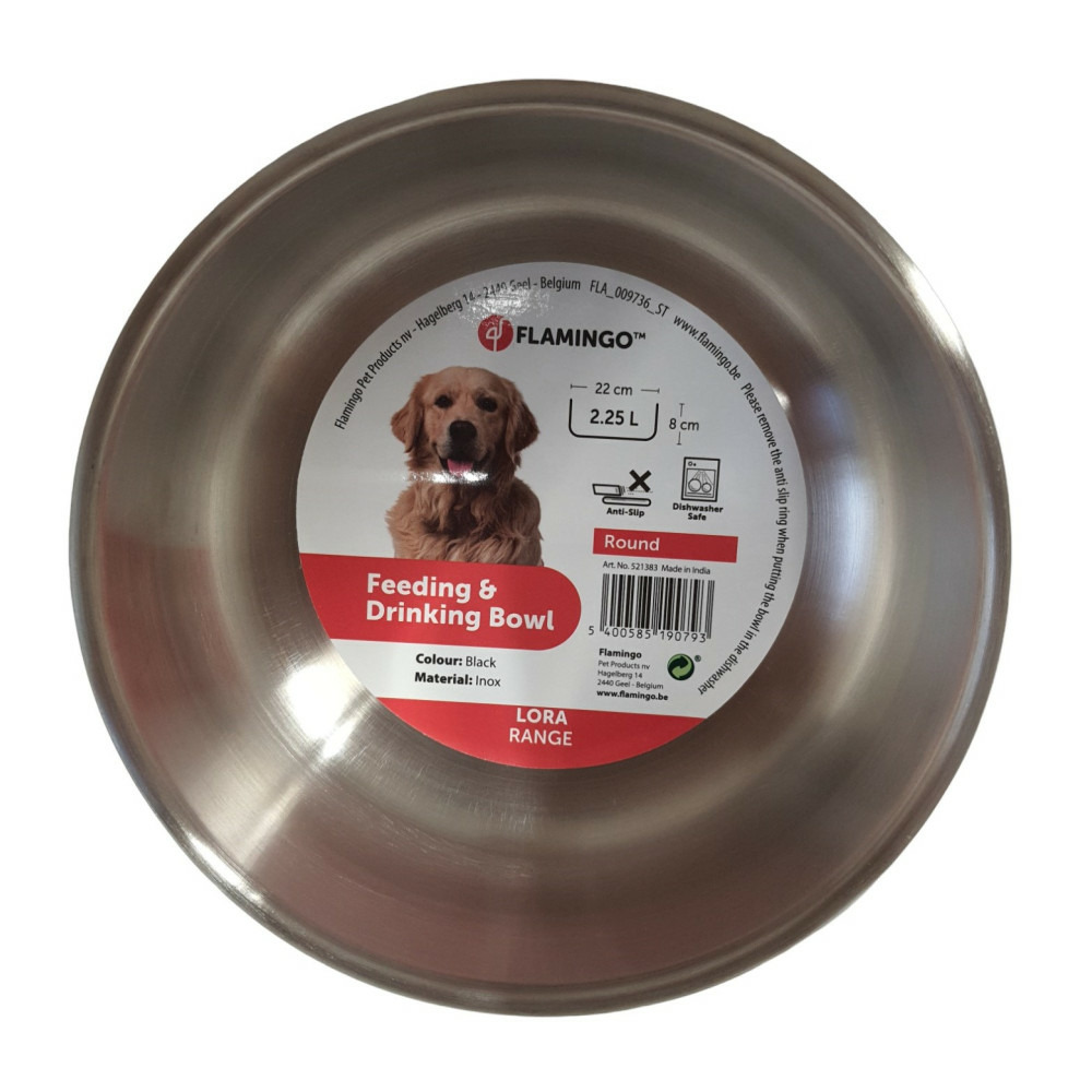 Gamelle pour eau ou nourriture a double paroi ø22 cm 2,25 litre pour chien
