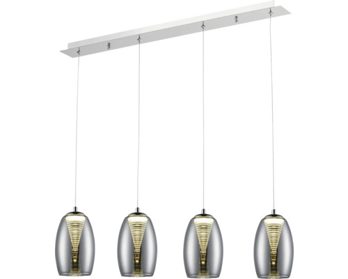 LED hanglamp EasyDim 22W 2000 lm 3000K HxB 121x72 cm chroom/gerookt glas