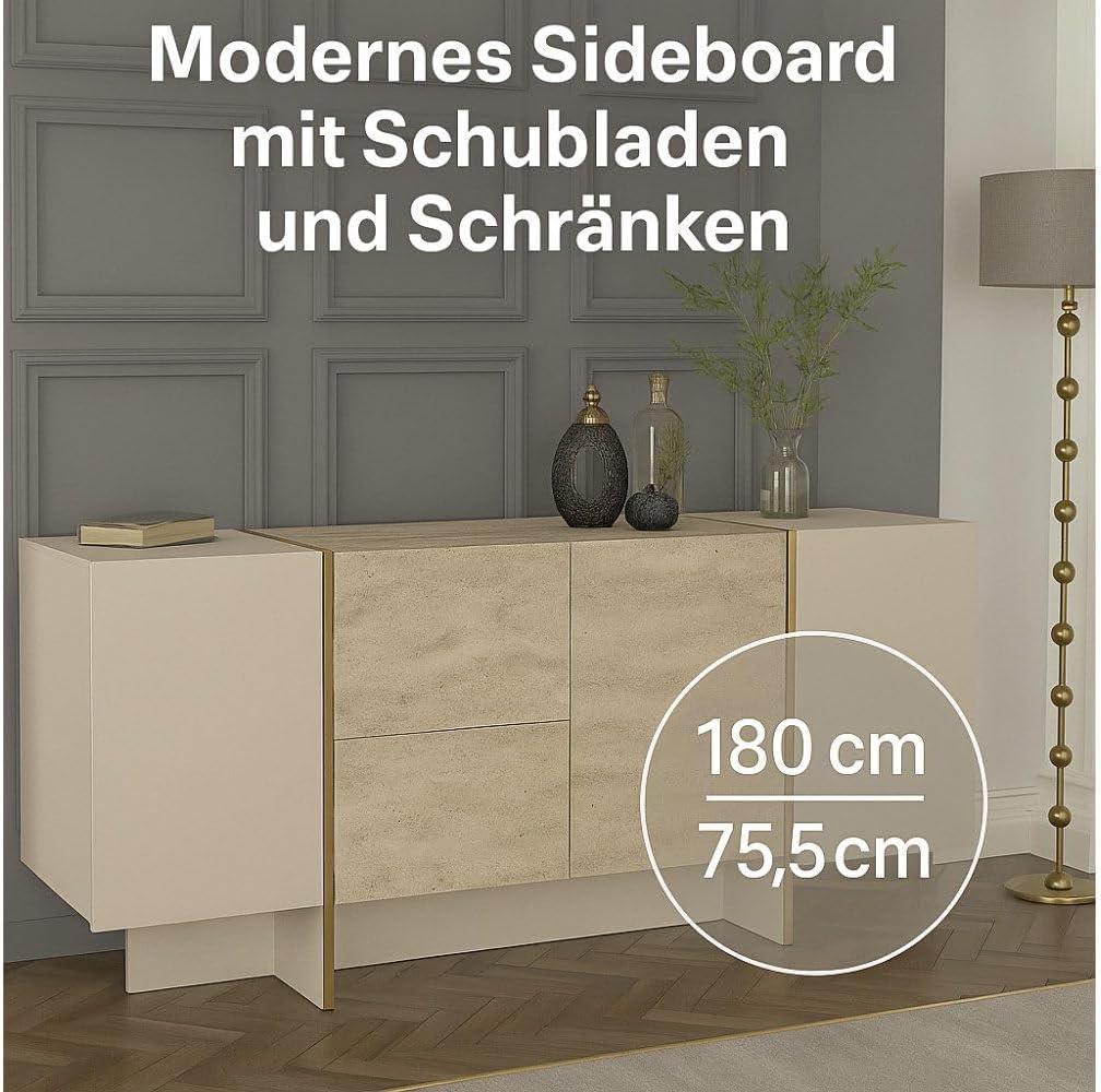 Sideboard Kommode viel Stauraum, modern & pflegeleicht, Anrichte Schrank