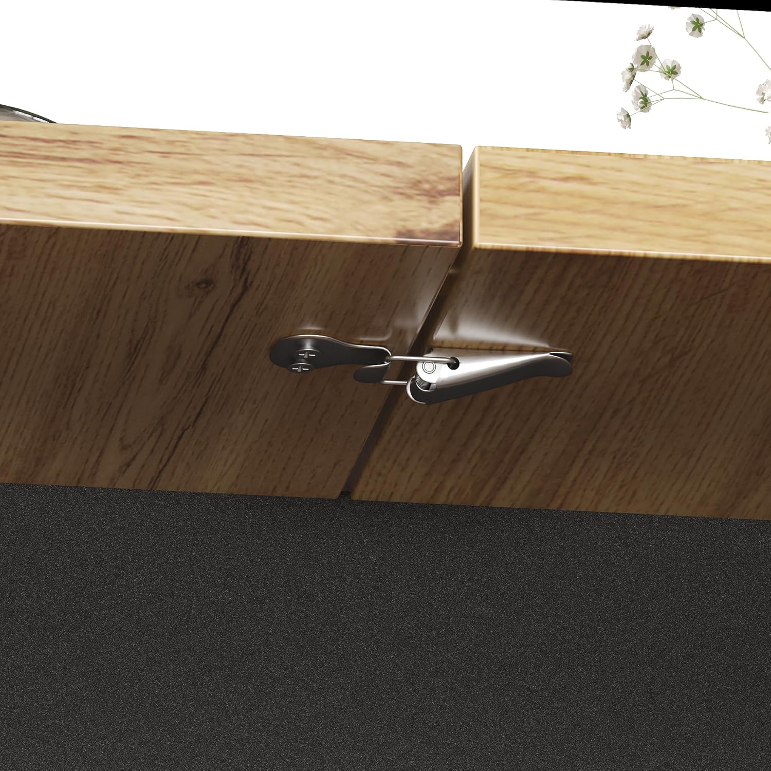 Merax Esstisch Ausziehbar 110-140cm, Esszimmertische mit Stauraum, Rechteckiger Küchentisch mit 2 Schubladen, 1 Staufächer, platzsparender Holztisch für Esszimmer, Küche, Terrasse, Holzoptik & Schwarz