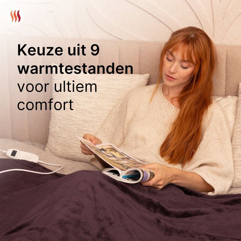 Seranova - Elektrische Deken - Kastanjebruin - XXL - 180x160 cm - Dubbelzijdig - Fleece Sherpa