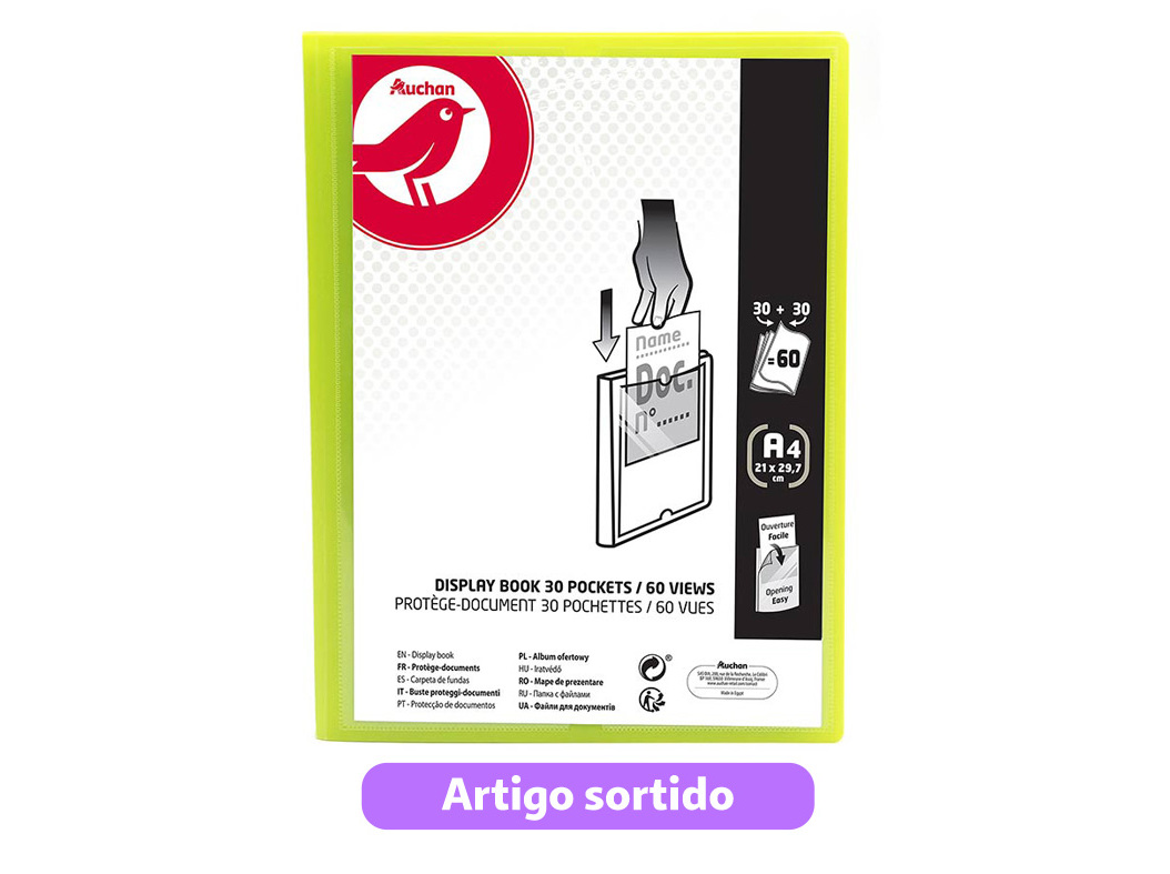 PORTFÓLIO AUCHAN A4 30 30 BOLSAS CORES SORTIDAS