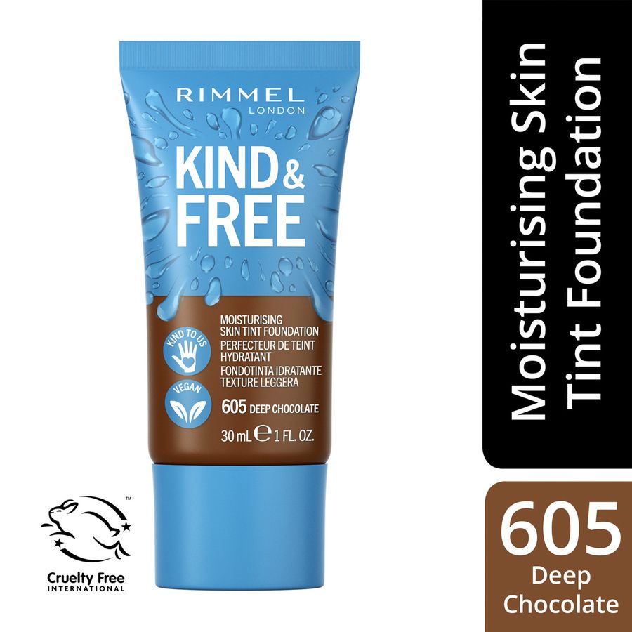 Rimmel London Kind & Free Moisturising Skin Tint Foundation 605 Deep Chocolate 30ml